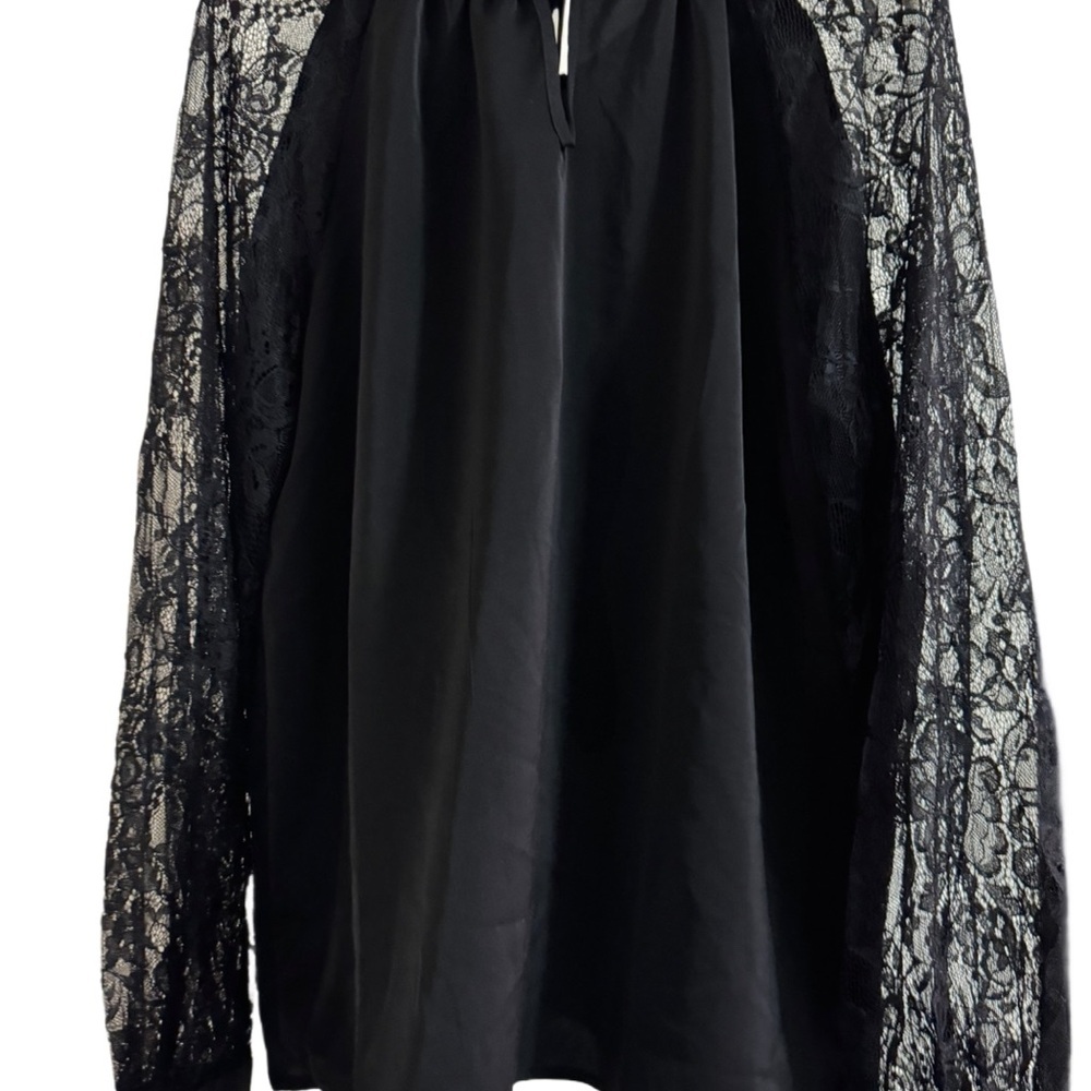 Black Lace Long Sleeve Blouse